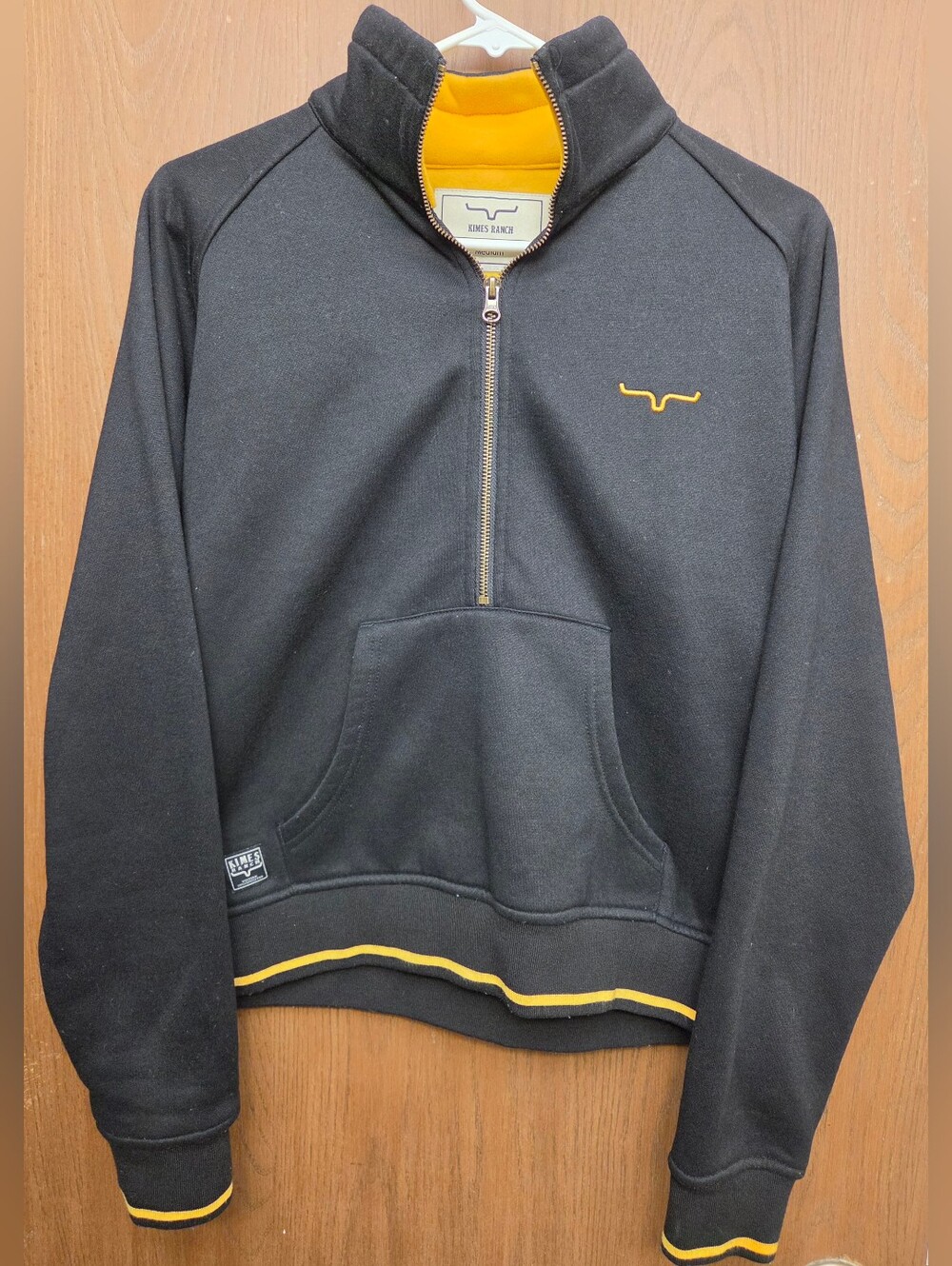 Kimes Ranch Black Pullover Hoodie with Yellow Accents